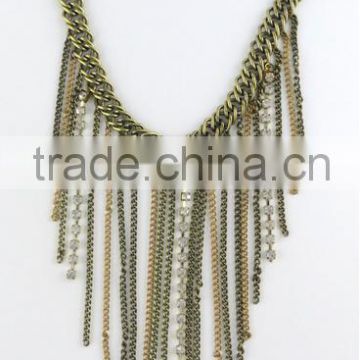 Winter style multi layer tassel chain necklace