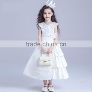 2017 children dress embroidery design child long wedding dress