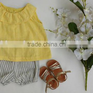 Clothing Sets Girls Top And Bloomers Eco-friendly Linen Two Pieces Outfit