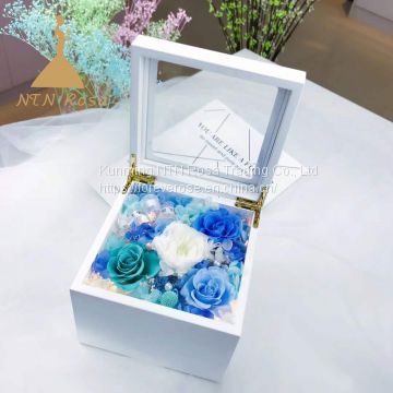 Preserved Flowers Music Box Flower Gift with Lighting for valentine christmas wedding