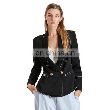 TWOTWINSTYLE Hit Color Elegant Women's Blazer Notched Collar Long Sleeve Summer Oversize