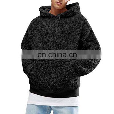 New Fashion Winter Lambs Wool Men's Long Sleeve Hoodie Hooded Spandex / Cotton Plain Dyed OEM Service Plus Size Quick Dry Autumn