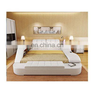 Modern style leather sofa wood beds room furniture for home or hotel