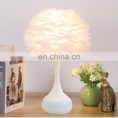 Modern LED Table Light Bedside Feather Desk Lamp Modern Decor LED Night Lamp Luxury For Hotel Villa Children Girls Bed