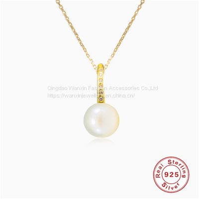S925 Sterling Silver Simple Daily Versatile Pearl Diamond Necklace