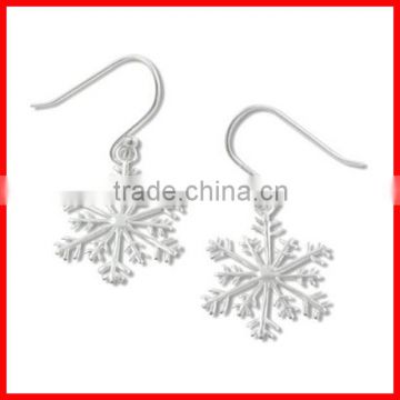 Factory wholesale cheap pure silver christmas silver snowflake hook earring