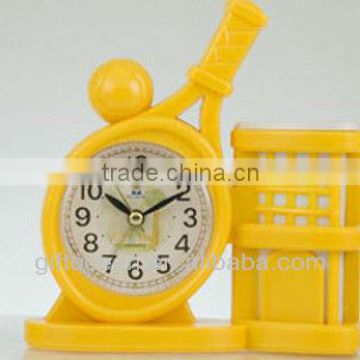 tennis shape stationery penholder alarm clock, sports clock