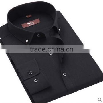 Hot selling men clothes black color cotton business slim fit twill men dress shirt design