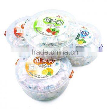 refreshing chewing gum in round lunch box