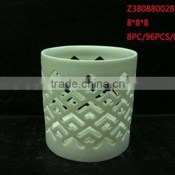 White cut out Ceramic candle Holder