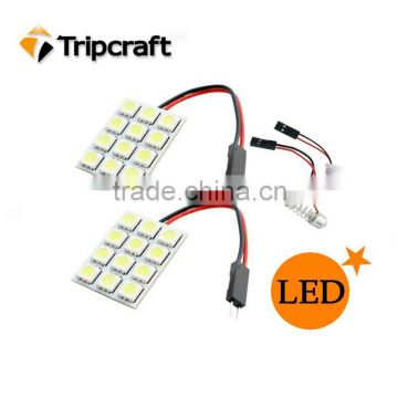 PCB 15SMD 5050 LED Auto Car Top Dome Light For Interior Reading Roof light with T10 BA9S S8.5 Festoon Bulb Adapter