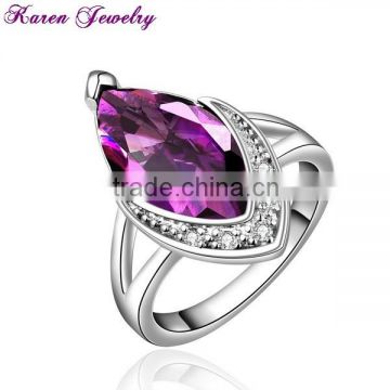 New Big Amethyst Purple Zircon Crystal Ring Party Engagement Wedding Rings for Women Platinum Plated Lord of the Rings