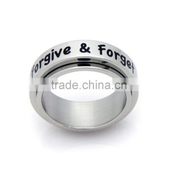 Unique men custom word jewellery rings stainless steel spinner rings