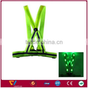fluorescent blue / green Reflective Sport Vest With Led Light,EN13356 Reflective LED Vest