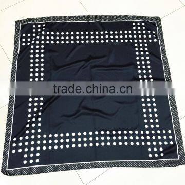 black white logo printing square satin scarf