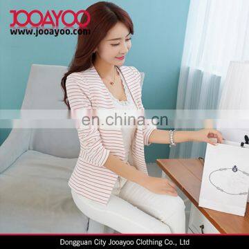 Women New Fashion Coat suit designs Single Button Pink and White Striped Slim ladies blazer designs