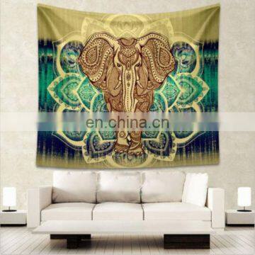 High quality Cheap price Indian printed Bed cover Throw Hippie Bohemian Bedspreads green color Elephant Tapestry