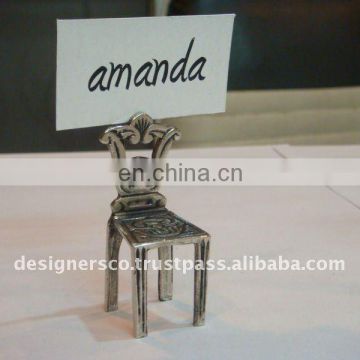Silver Chair Wedding Favor Place Card Holder