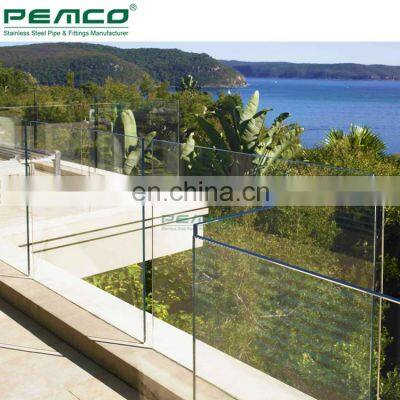 Hot Sale Home U Shape Base Balustrade Design Frameless Tempered Glass Aluminum Balcony Railing