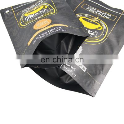 Customized printing aluminum film stand up bags with zipper and tear notch 4 oz coffee bags
