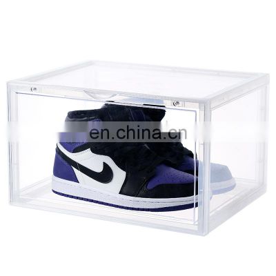Taizhou Giant Magnetic Simple Assemble Transparent Black Customized Logo OEM Amazon Hot Stackable Clear Shoe Box Storage