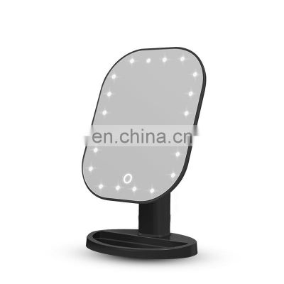 Hot Sales European Style Standing Lighted Makeup Mirror Bathroom Rechargeable Make Up Mirror with LED