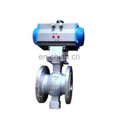 COVNA DN50 2 inch 2 Way V Port Flange Type 316 Stainless Steel Single Acting Pneumatic Actuator Ball Valve pneumatic valve
