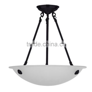 3 light chandelier(Lustre/La arana) in ebony bronze finish with suspended acid wash glass 16" bowl CH0050-16AWEBZ