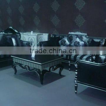 New design black velvet black frame sofa set A10150