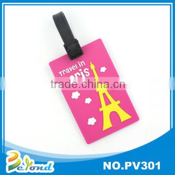 Wholesale cheap promotion lovely pink gift airplane pvc luggage tag