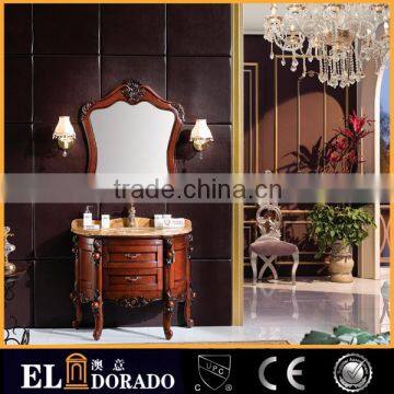China Wholesaler Marble top solid wood Euro style luxury bathroom vanities Classic 100% oak wood cabinets S-6928