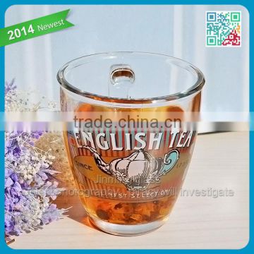 Hot sale Euro style drinking glass English Tea since 1750 big glass tea cup