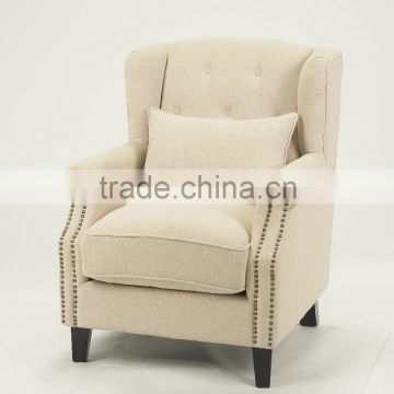 Nailhead design one seat solid wood coffee room armchair /fabric single sofa(KS-904-1)