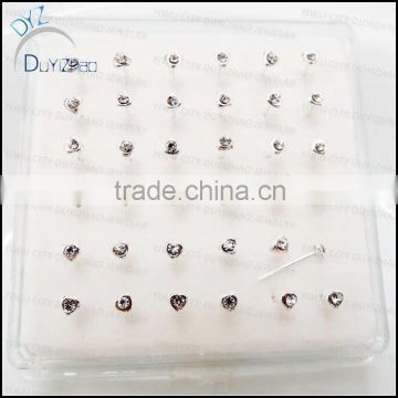 latest heart shape silver nose pins