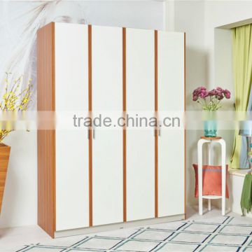 Modern wooden high glossy white four door wardrobe