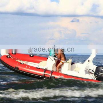 made in China hot sale red color 580B fiberglass inflatable boat with CE certification and outboard engine