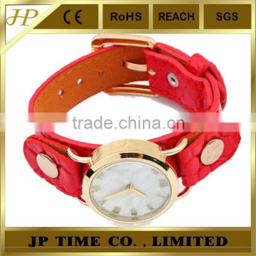 Fashion Style Simple Red PU Leather Strap Band woman ladies bracelet watch