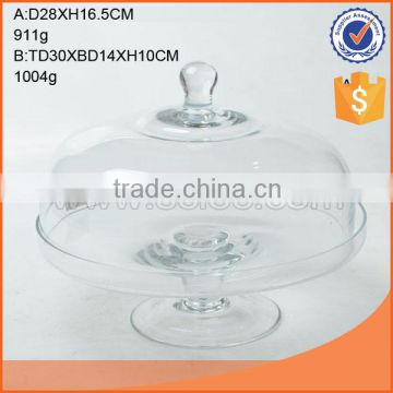 28cm glass cake stand and dome