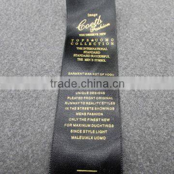 Gold Printing Black Satin Tape Carelabel