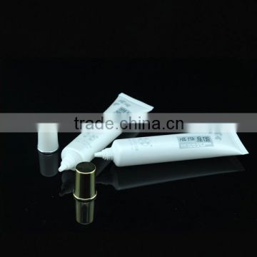 30ml round pearl white plastic cosmetic tube packing with tip nozzle with gold-plated cap