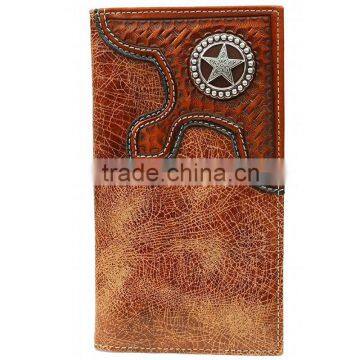 Cowhide Leather Rodeo Star Concho Studded Western Men Wallets