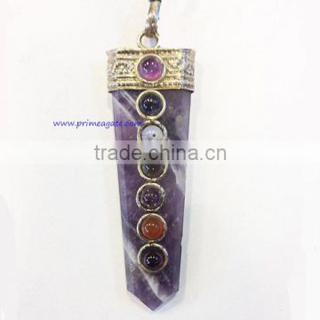 Amethyst Flat Chakra Pendants | Wholesale Agate jewelry for sale