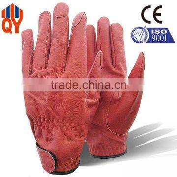 Red Rose Grain Leather Labour Protection Glove for Women