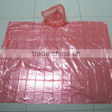 promotion disposable PE red rain poncho with logo