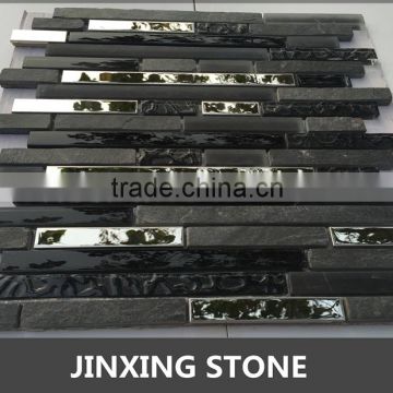 black stone chips and glass mosaic