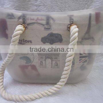 Hot sell Tote Bag- Printted Canvas Bag + Silicon cover to water proof