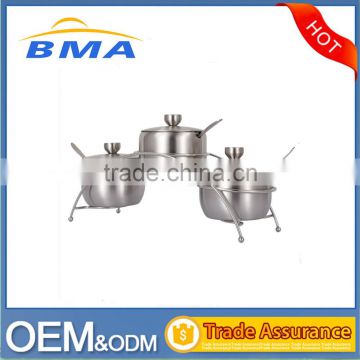 3 Pieces Stainless Steel Storage Jar Condiment Set With Rack