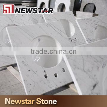 Newstar stone Italian carrara white marble vanity tops with ceramic sink