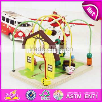 new design bead maze wooden kids roller coaster toy for education W11B141-S
