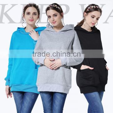 Loose and Leisure Hood Maternity Clothes Thick and Warm Hide Breastfeeding Opening Nursing Clothing